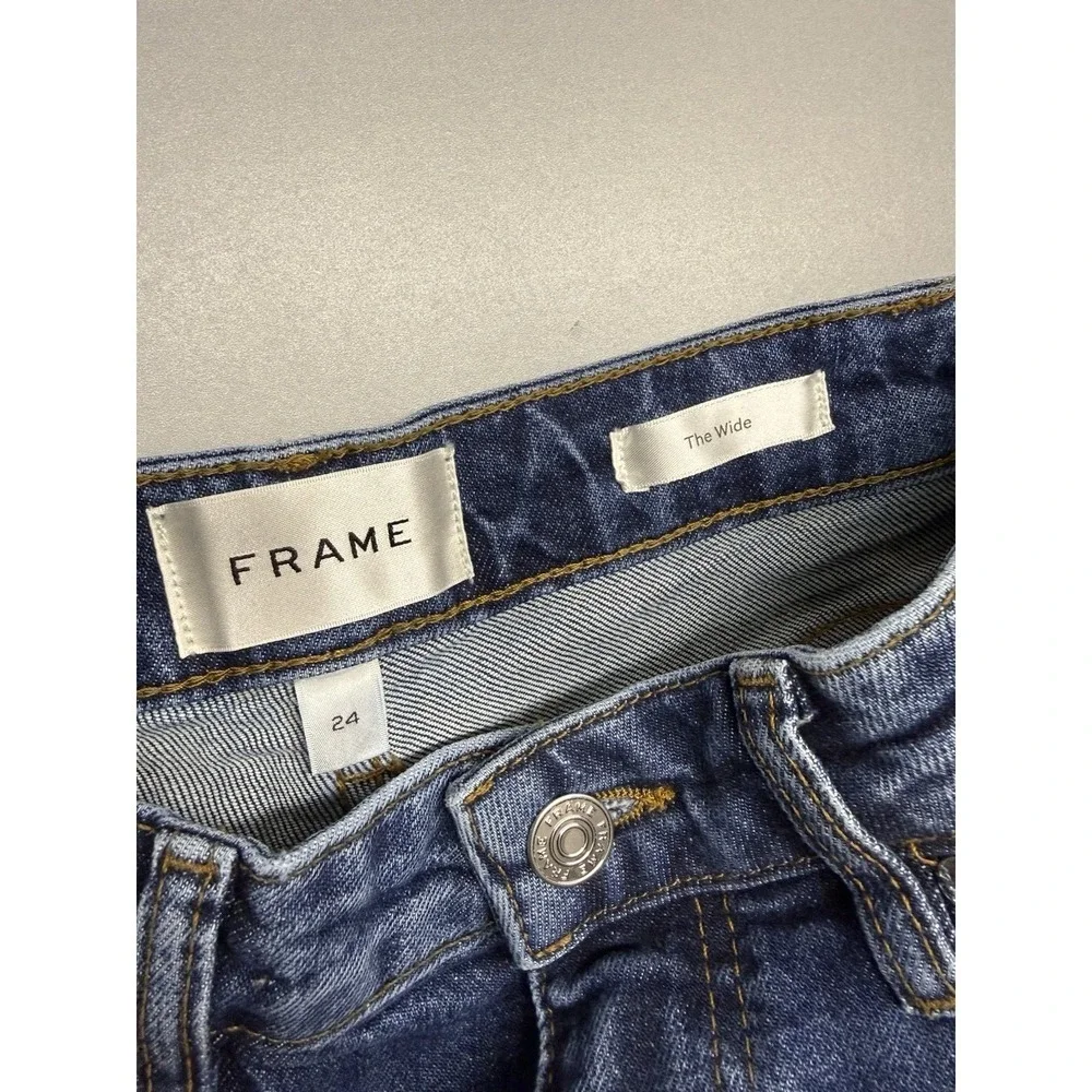 FRAME The Wide Straight Leg Jeans Blue Denim Ankle Length Sz 24 NWT $268 - Picture 8 of 16